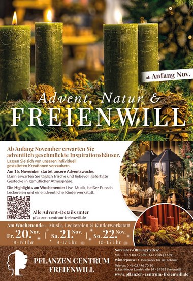 Adventsaustellung 2026 Programm im Pflanzen Centrum Freienwill